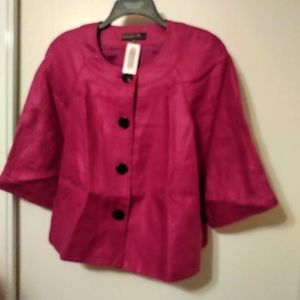 JONES NEW YORK Linen Pink 3/4 Sleeve Jacket size 14WP